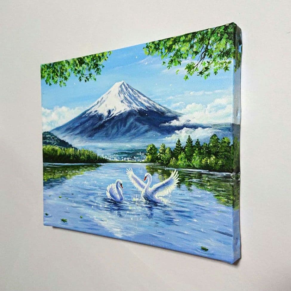 【憩いの地】アクリル画 F3 風景画 絵画