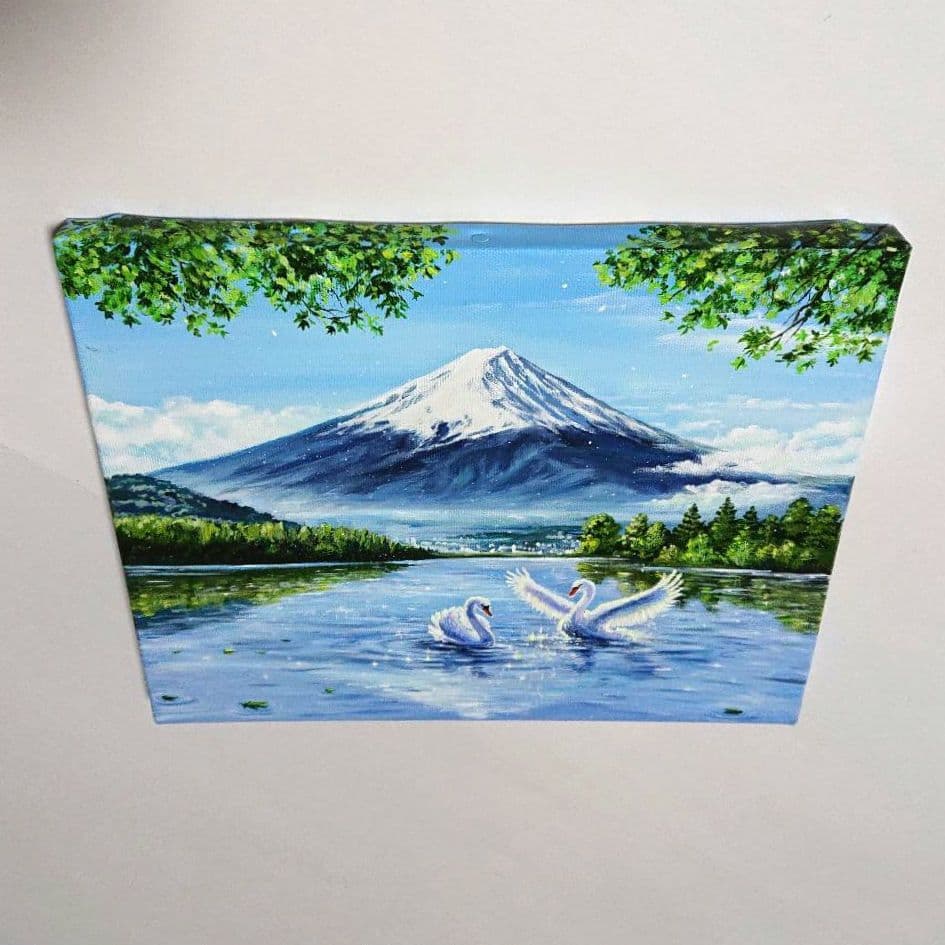 【憩いの地】アクリル画 F3 風景画 絵画
