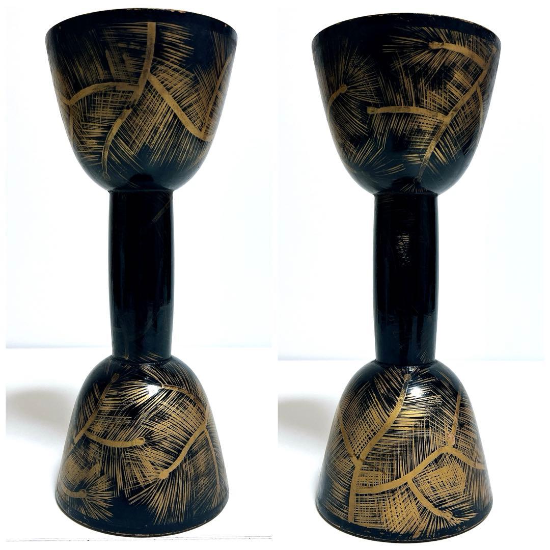 【希少】鼓　蒔絵　小鼓　胴　和楽器　漆塗り　伝統芸能　能 歌舞伎　金彩