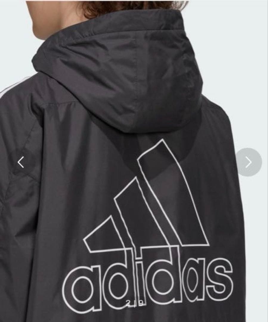 【美品】　adidasアディダス ベンチコート 黒 フード付き