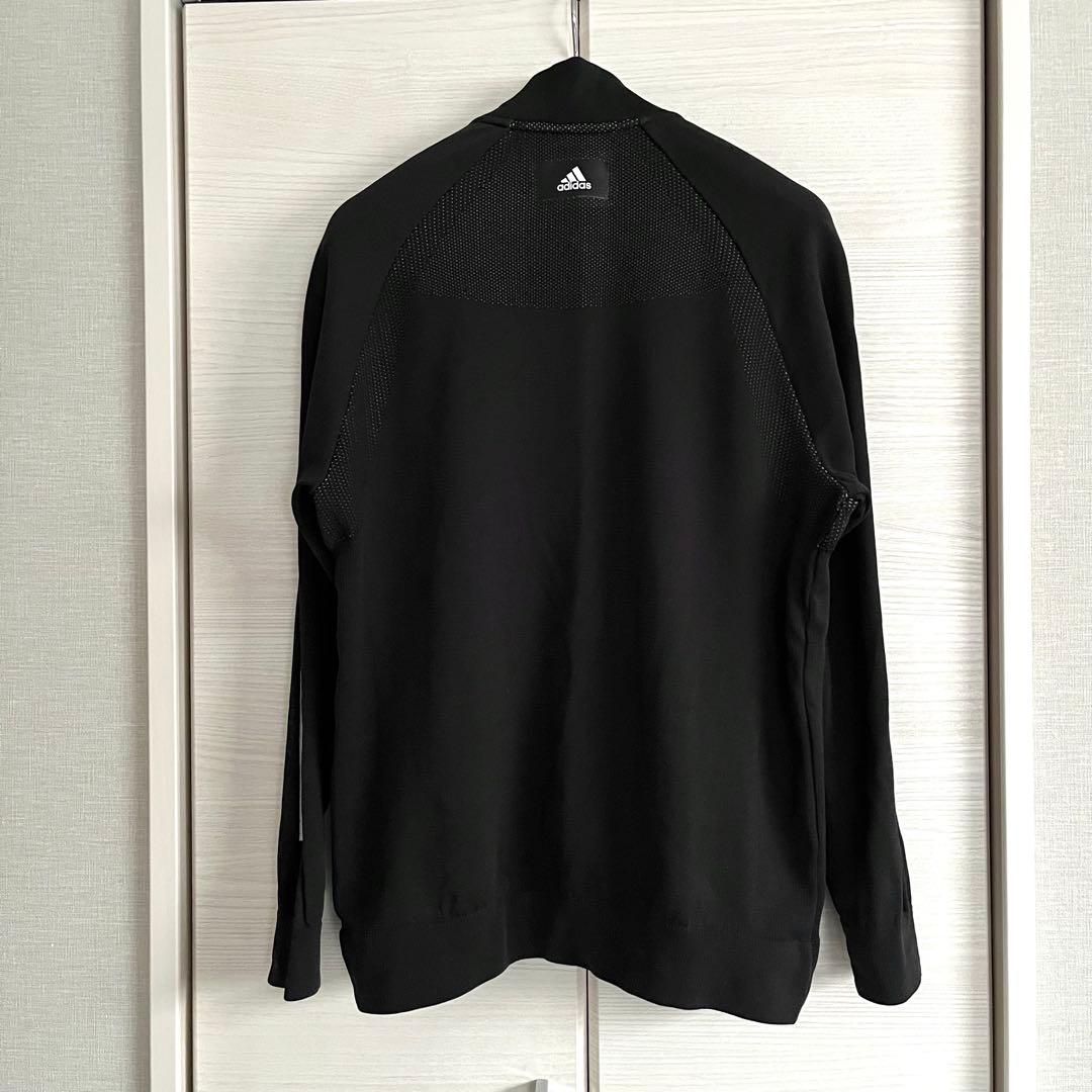 adidas ブラックニットジャケット 3ストライプスデザイン