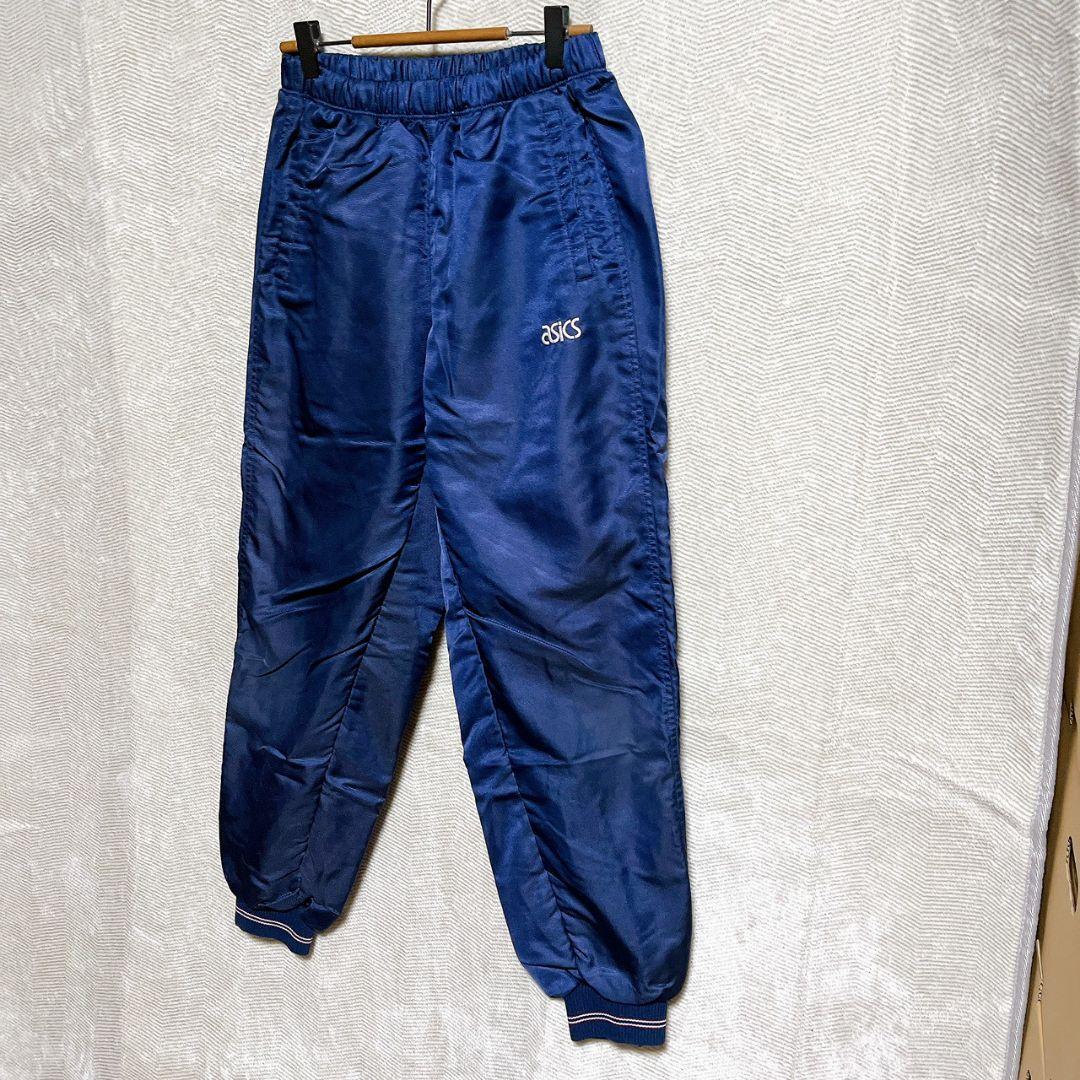 ASICS 中綿入り ナイロンパンツ L ネイビー スポーツMIX 防寒 90s