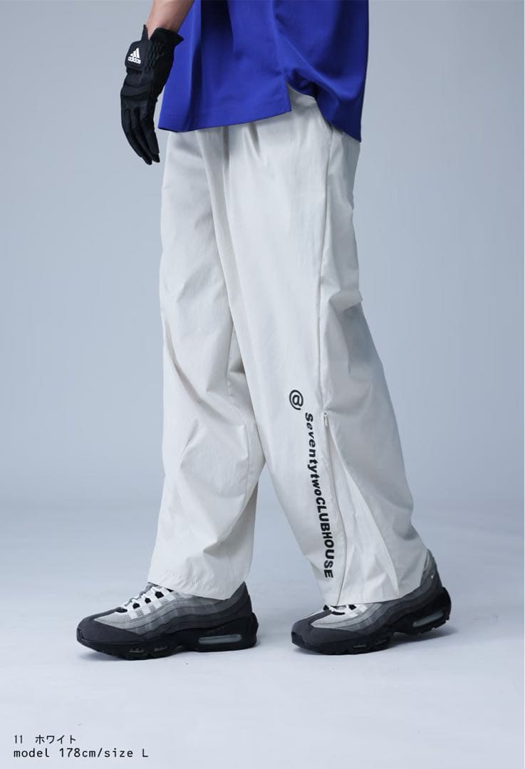 定価¥14,300ANTIQUA GOLF × STCH＊ロゴ入りゴルフパンツ白