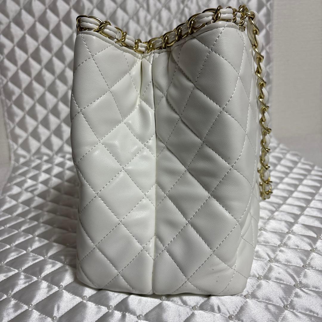 used CHANELシャネル ノベルティ チェーン トートバッグ ホワイト