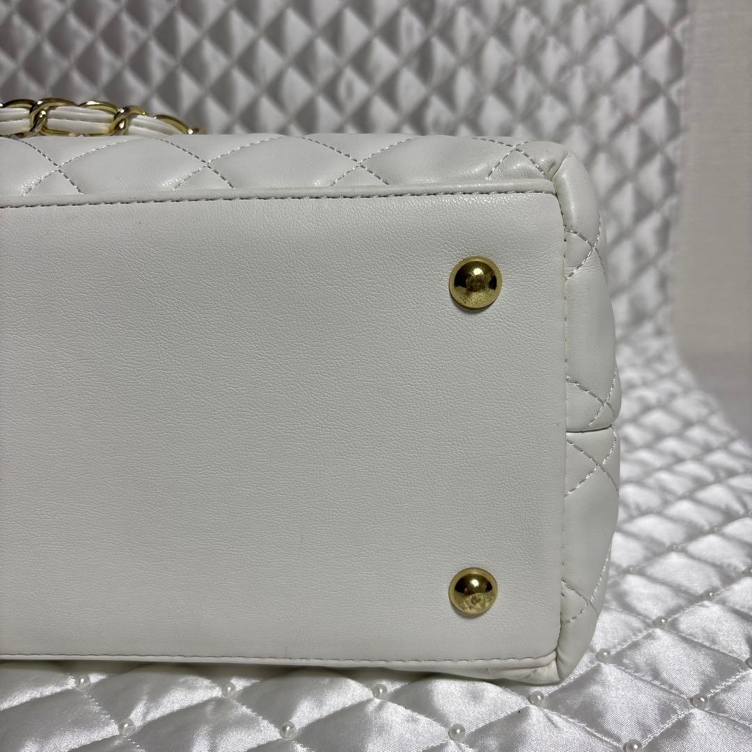 used CHANELシャネル ノベルティ チェーン トートバッグ ホワイト