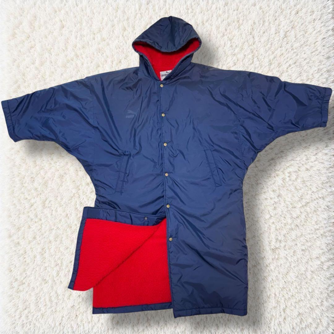 90s ヒットユニオン プーマ ボアナイロンベンチコートでかいバックロゴ XL