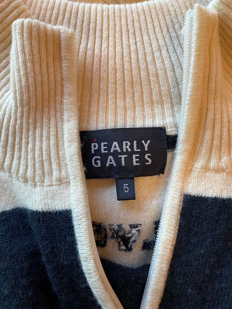 PEARLY GATES ストライプ ハーフジップセーター　サイズ5