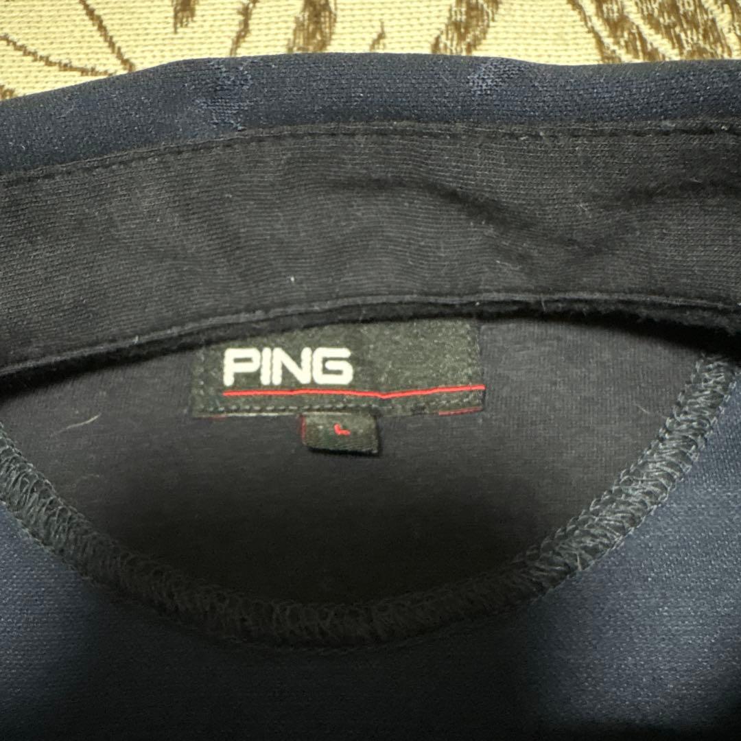 PING（ピン)メンズゴルフ 長袖シャツ 長袖ポロシャツ　総柄ジャガード
