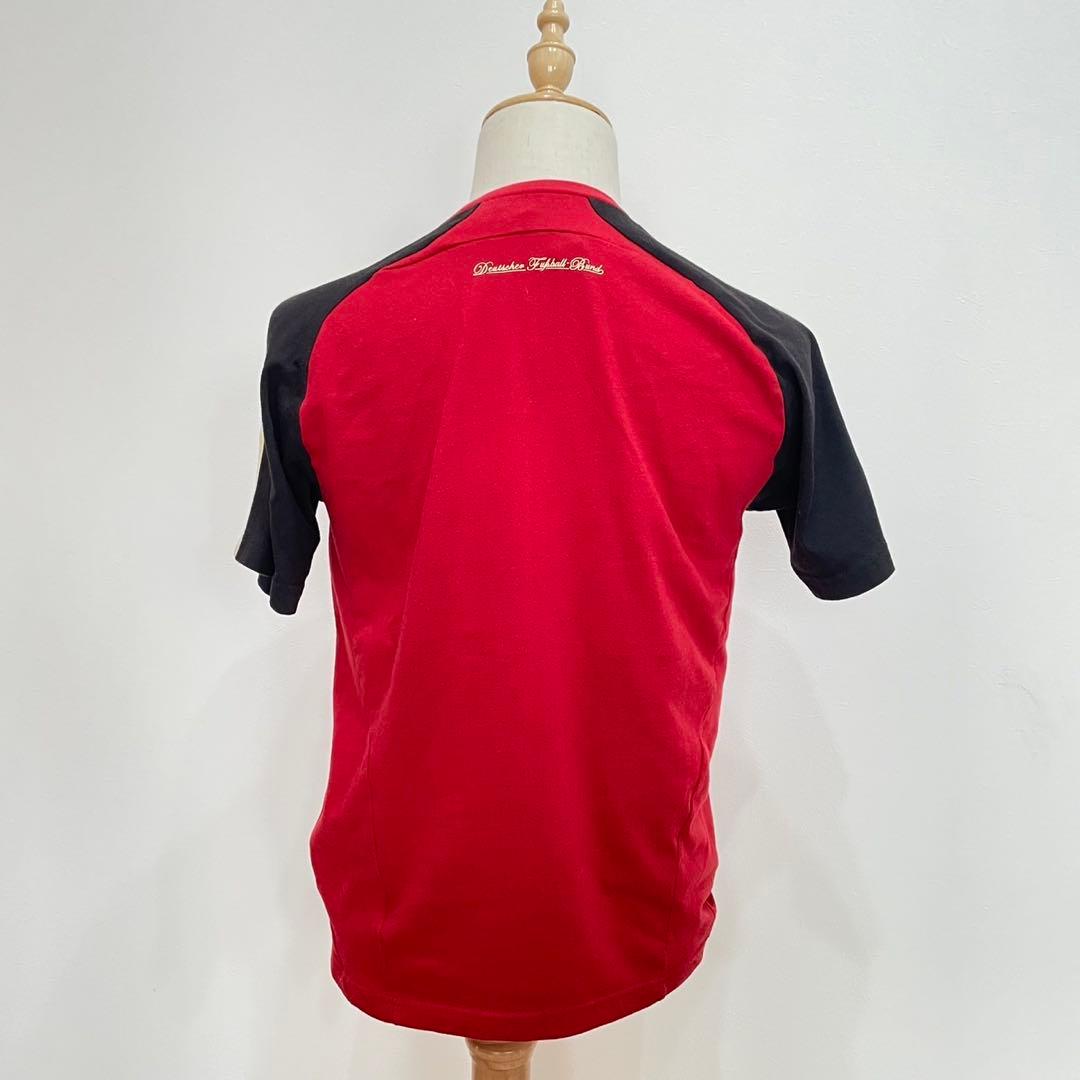 adidas ドイツ代表 サッカーTシャツMレッド×ブラック ゴールドロゴ 半袖
