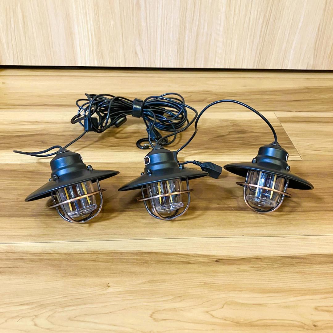 ベアボーンズ 3連　エジソン ストリングライトLED ブラック【極美品】