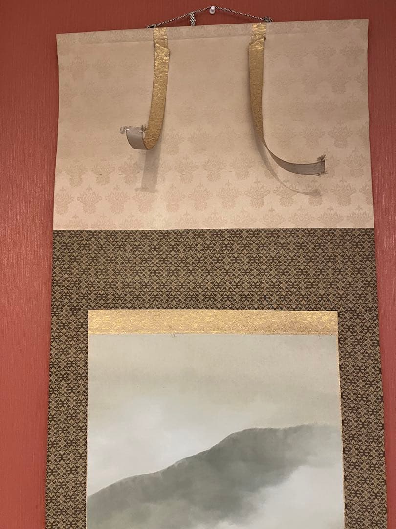 掛け軸　風景 釣り人