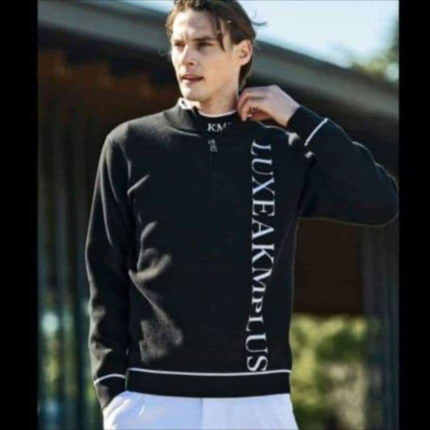 【新品】LUXEAKMPLUS ハーフジップモックネックニット Lサイズ