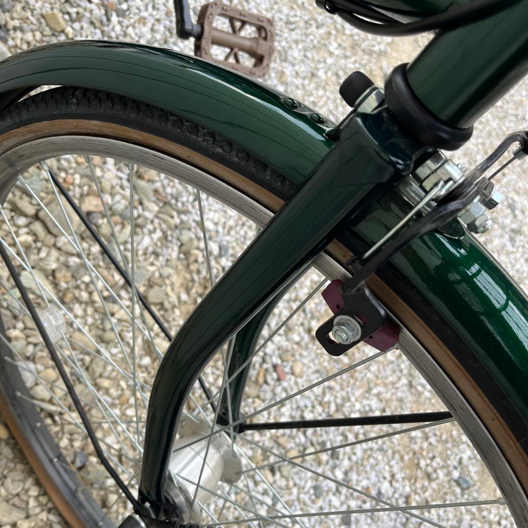 【要メンテナンス】 26インチ自転車 フォレストグリーン籐籠風おしゃれママチャリ