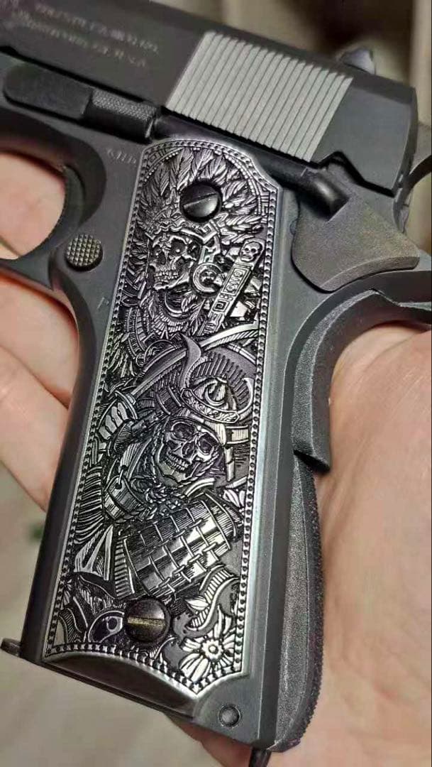 1911 用 グリップパネル／護手　スカルサムライデザイン　左右セット