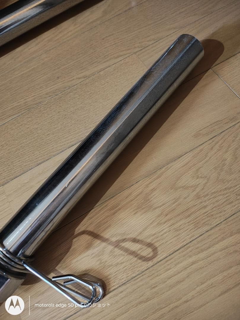 中古品★オリンピック バーベルシャフト★スチール製 赤エンドキャップ★約20kg
