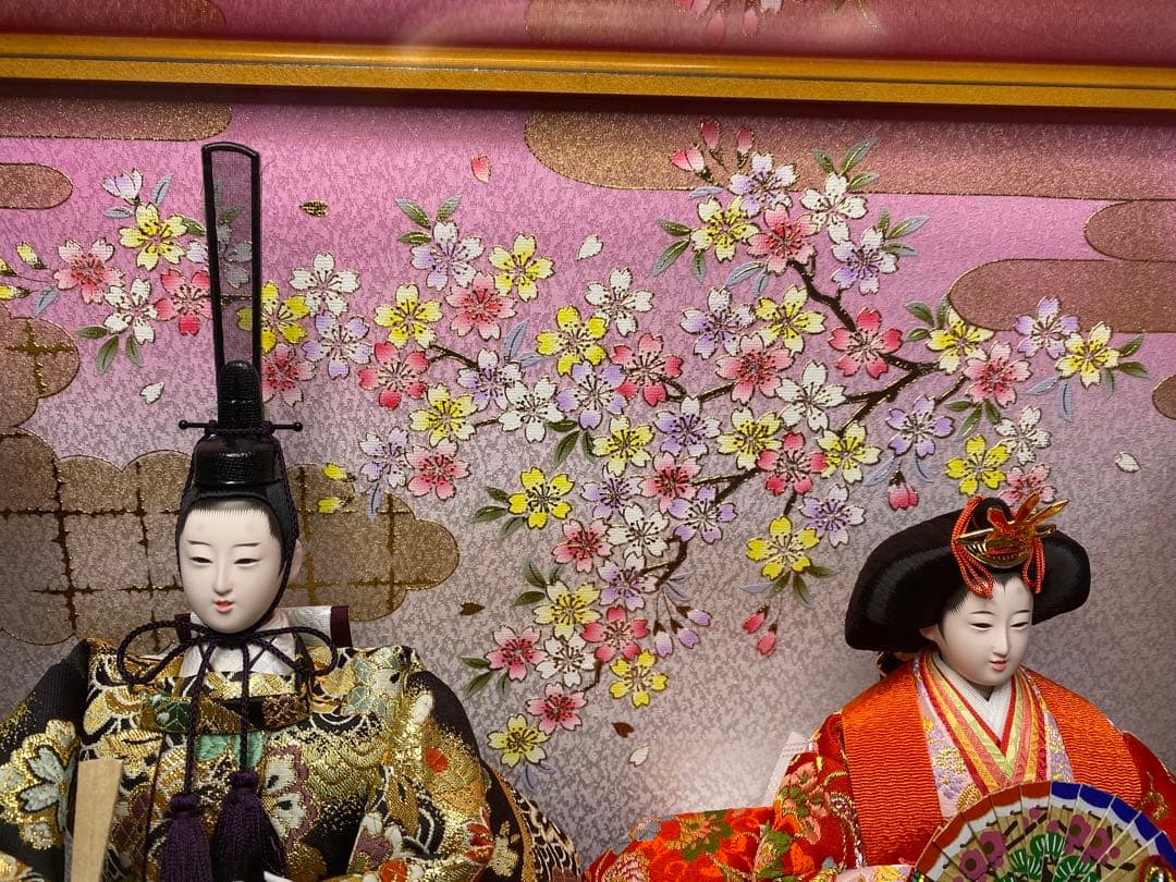 東京久月　雛人形ガラスケース入り親王飾り・間口約５７×奥行約２９×高さ約３８㎝