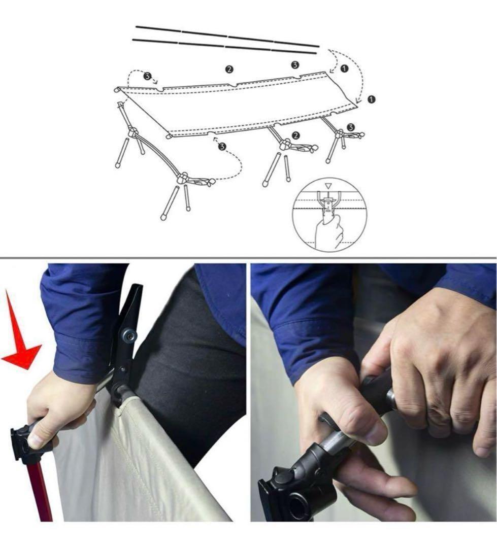 Naturehikeアップグレード アルミベッド 折畳キャンプコット カーキ色