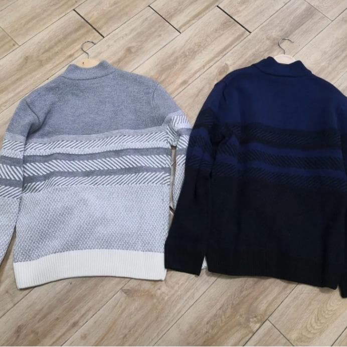 ●●裏地付きニット●●PierreCardin・ウール混・ハーフジップ・セーター
