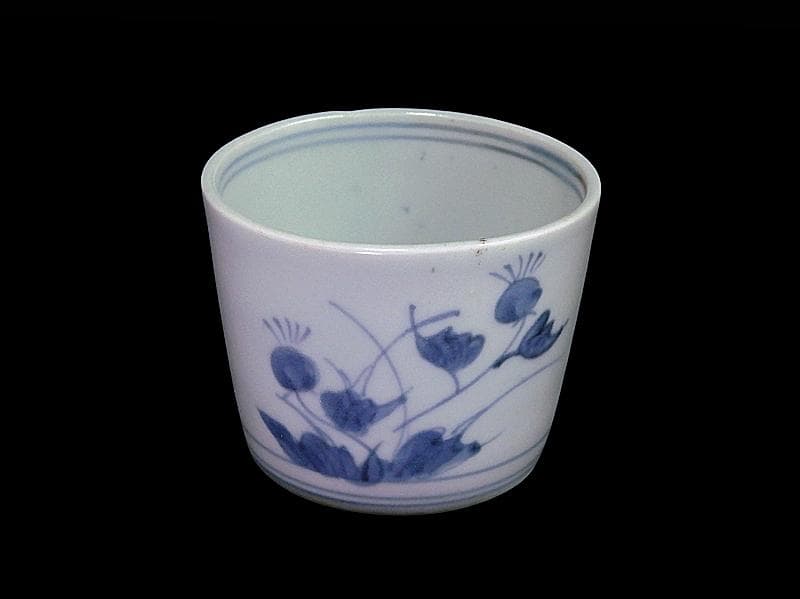 古伊万里　染付　薊の図　蕎麦猪口　832AS-fbvw