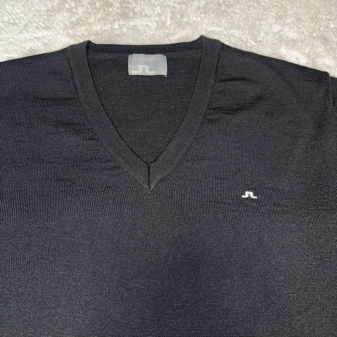 J.LINDEBERG Vネック セーター　メンズ　 Lサイズ　黒