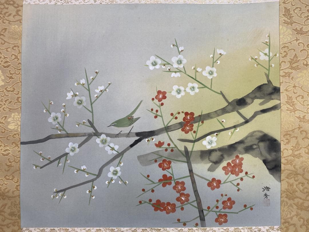 ど*み様 槍田浩秀『春歌秋囀』四幅対 惜春歌 風待鳥 千里草 訪友雪 花鳥図 千