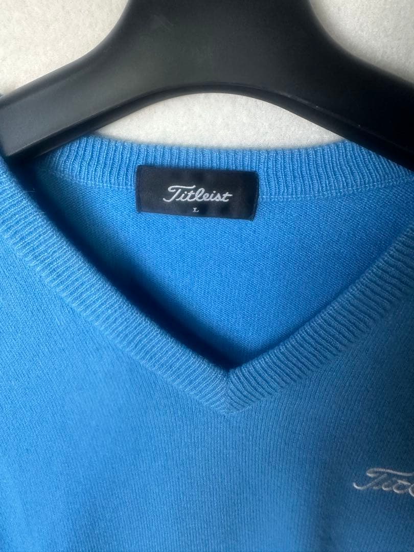 Titleist 青 Vネック セーター L カシミア