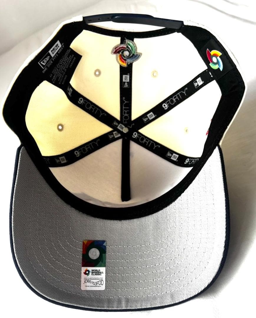 WBC 2026 アメリカ代表 公式キャップ、クリーム/ネイビー、サイズ調整可能