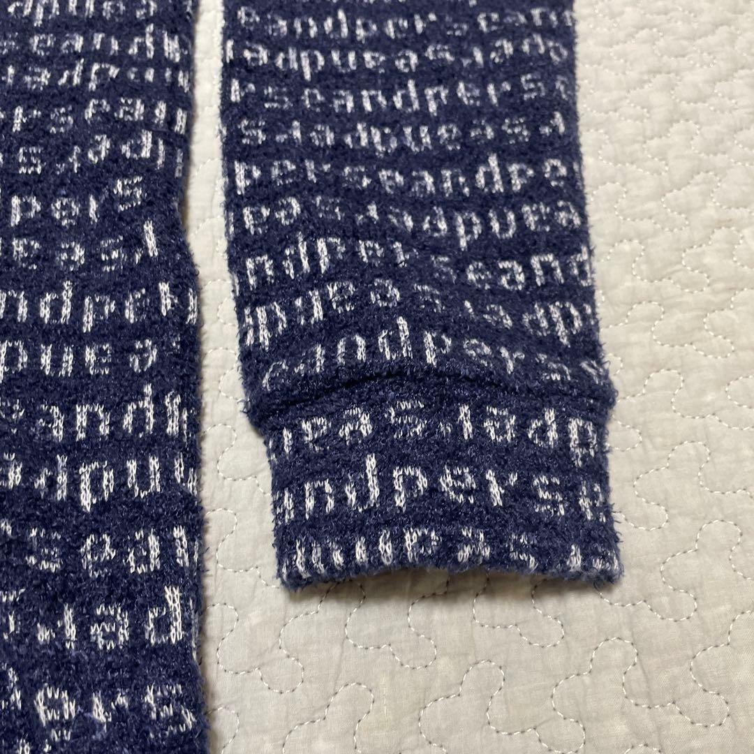 美品 and per se アンパスィ ネイビー 長袖ポロシャツ 総柄 M