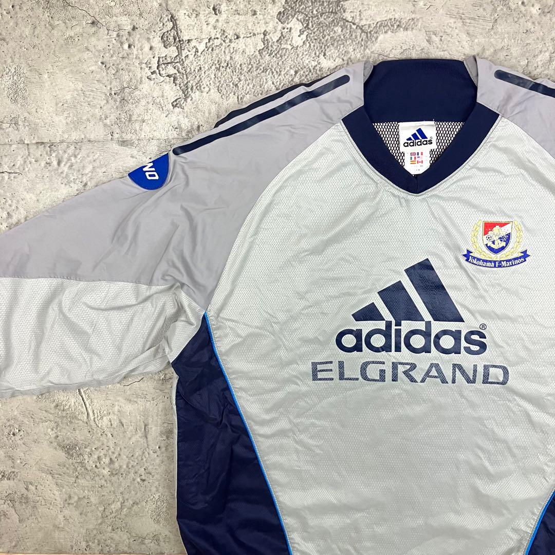 00s adidas 横浜F・マリノス 長袖ピステトップ 日本製 古着 企業ロゴ