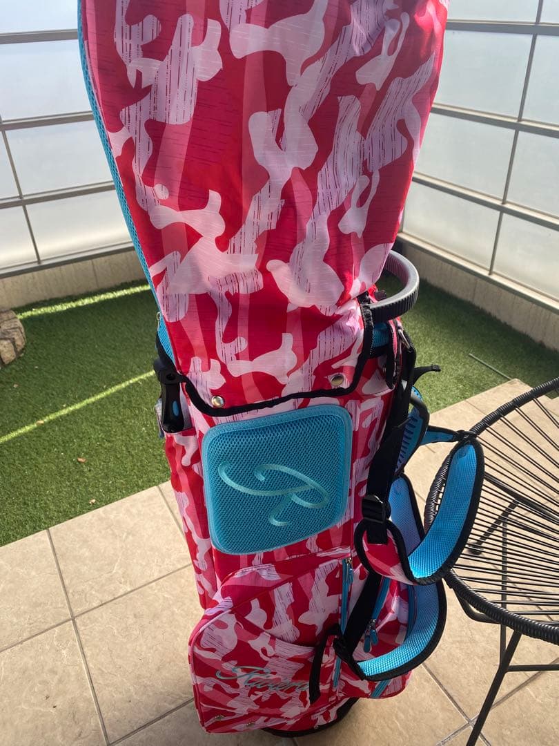 Rivieraキャディバッグ カモフラ柄 グレー×ブルー 個性派 ゴルフバッグ