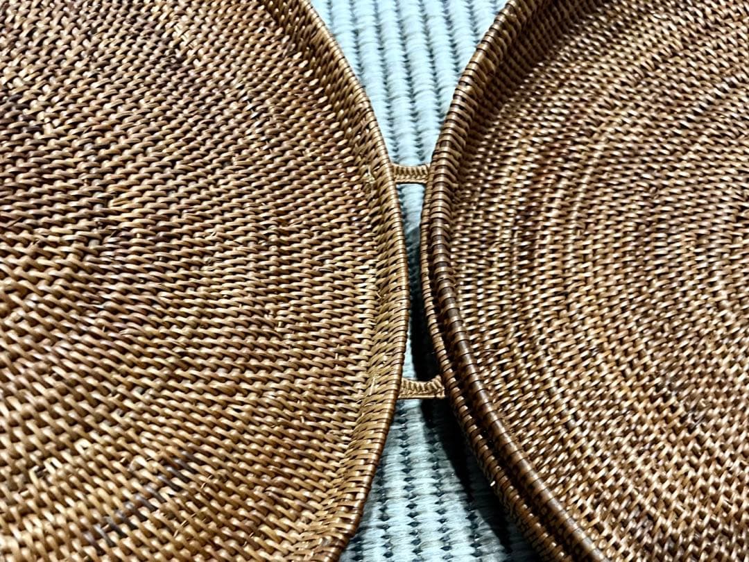 アタ　無地蓋付きバスケット小物入れバリ島大きいサイズアジアン雑貨新品