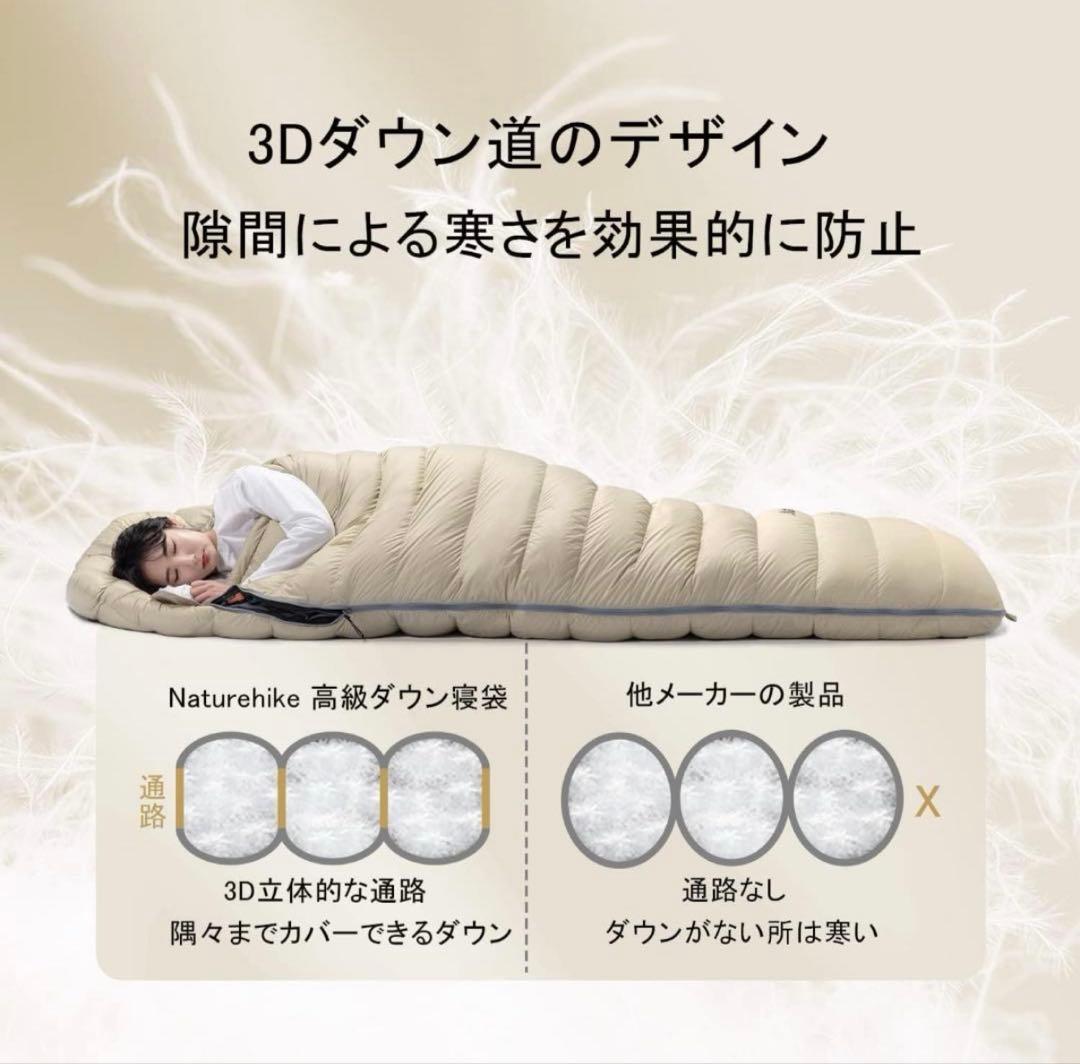 Naturehike 寝袋 ダウン CW400 Mサイズ 超軽量 4シーズン
