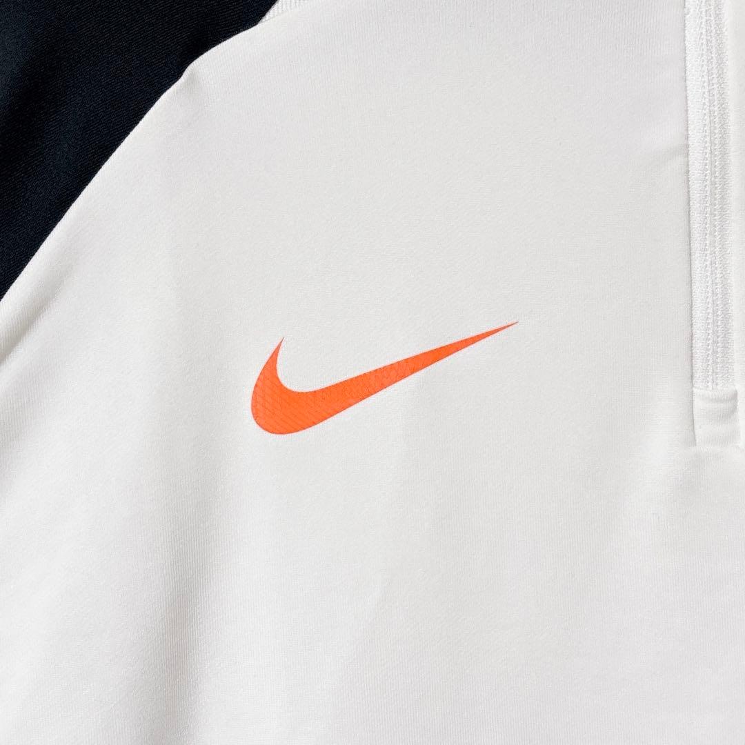 【美品】ナイキ Dri-FIT ハーフジップ 長袖ジャージ ホワイト ブラック