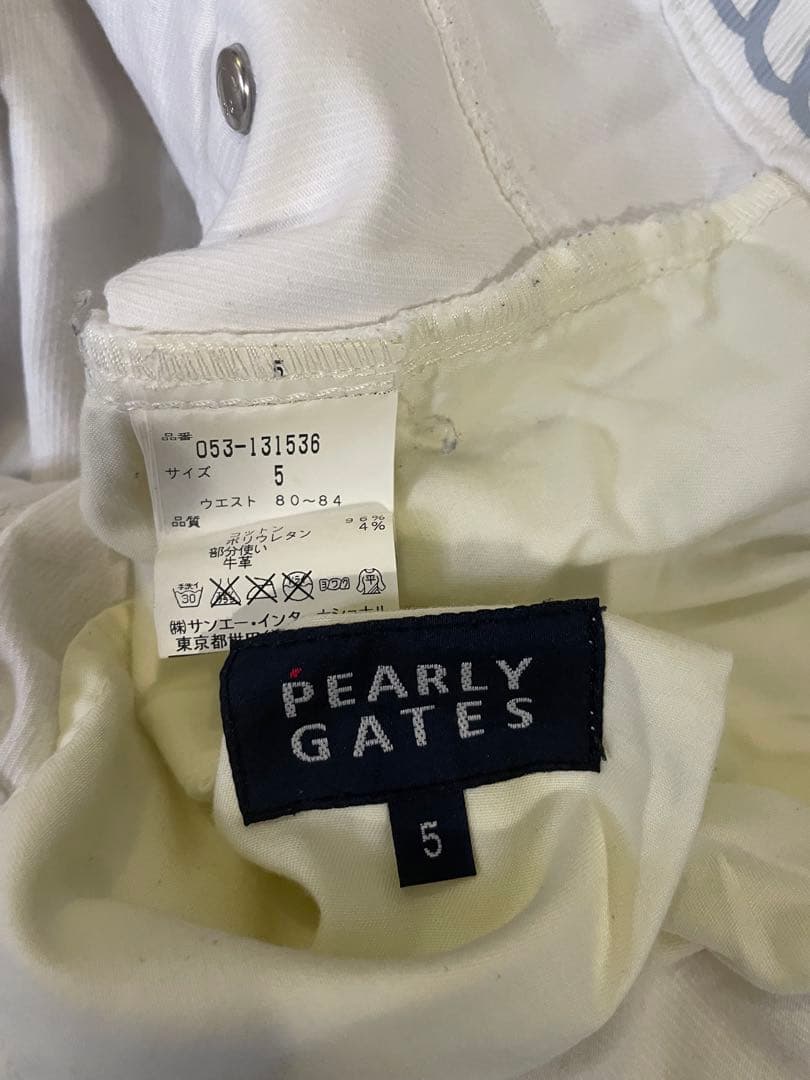 【美品】パーリーゲイツ GO NAVY ゴルフパンツ 碇ロゴ ホワイト サイズ5