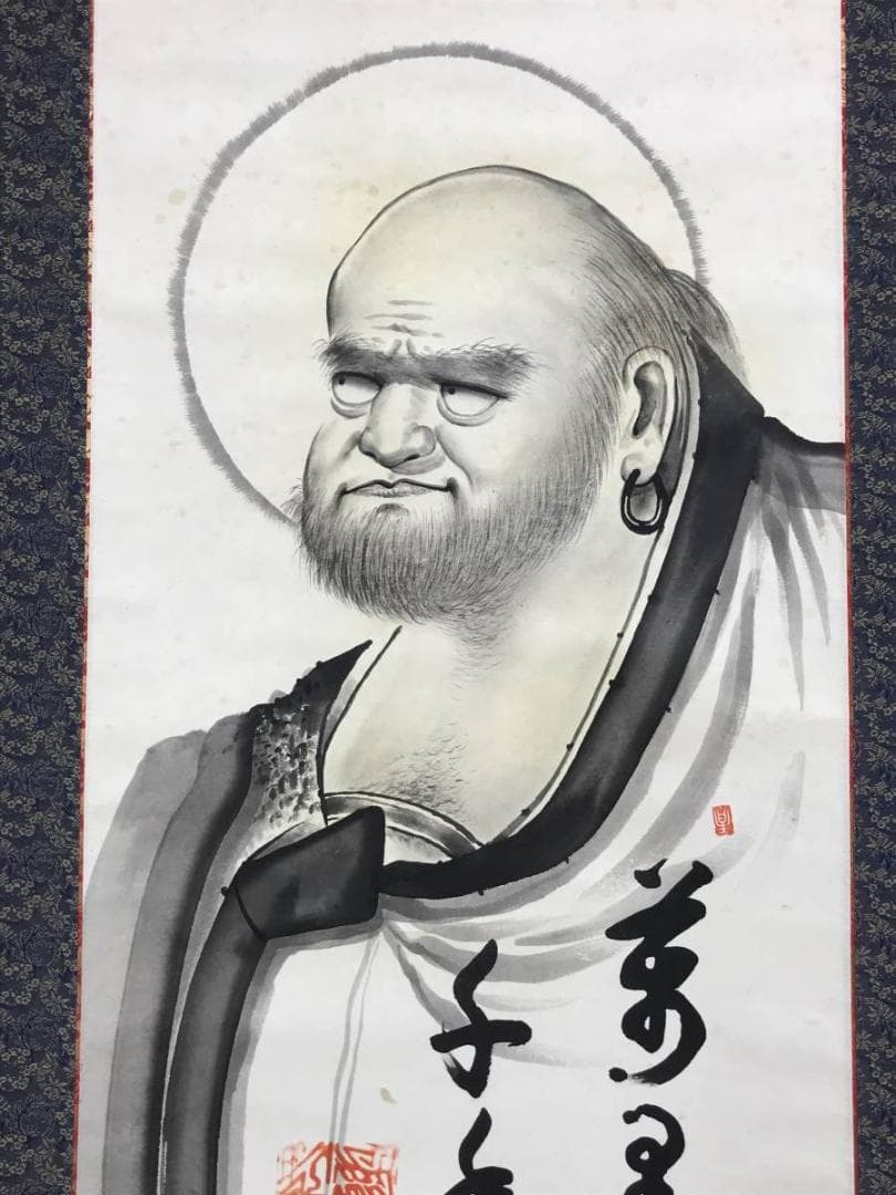 佛國寺/仏国寺/達磨画賛/ダルマ図/人物図/仏事掛軸/名家伝来/AE-236