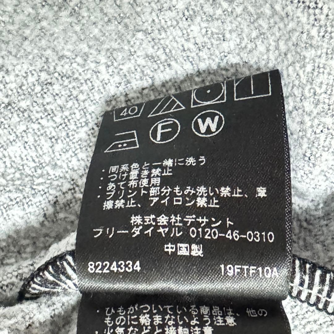 デサントゴルフモックネック長袖シャツ黒総柄速乾ストレッチ吸汗速乾春夏秋インナー