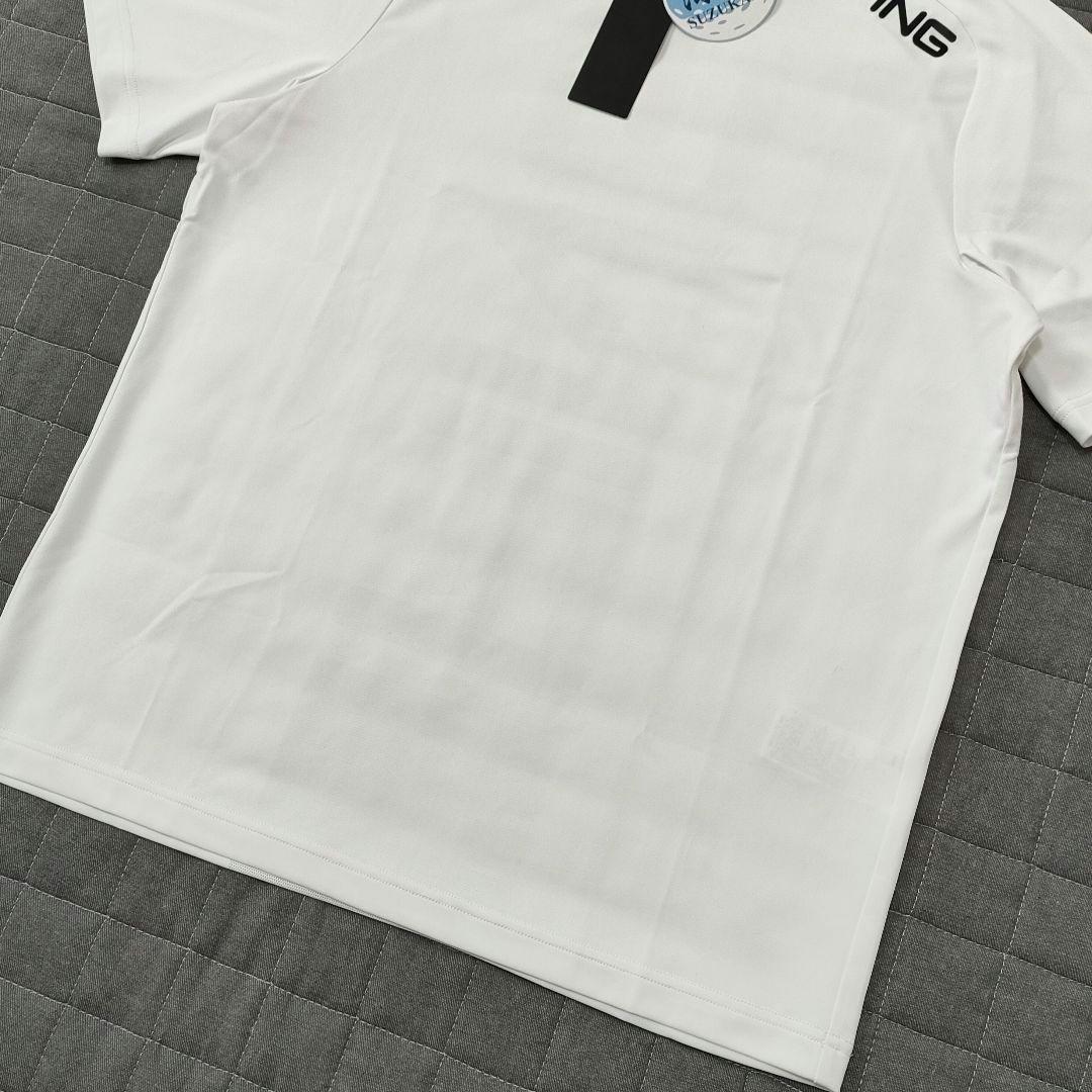【新品タグ付】PING　モックネック　半袖シャツ　涼風　ストレッチ　ホワイト　M