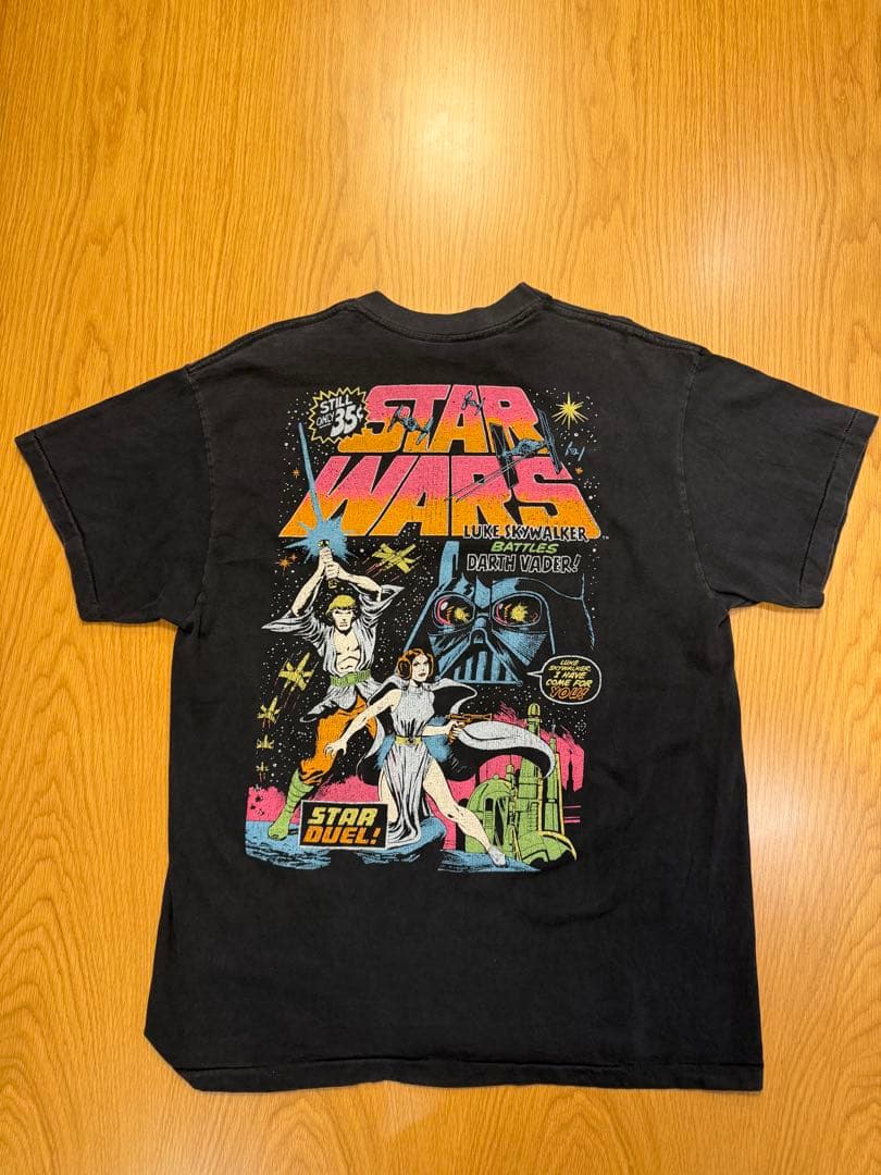 90s スターウォーズ Tシャツ両面フルカラープリント 墨黒ヴィンテージ L相当