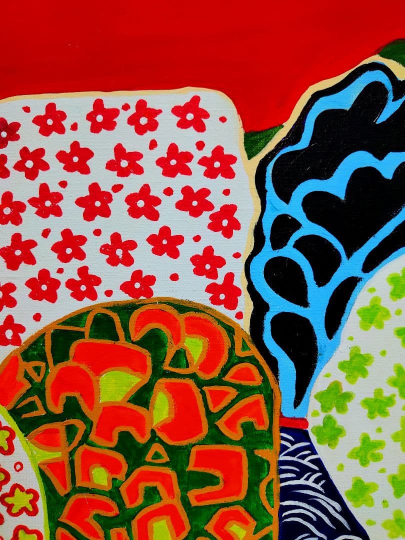 【F10号】片岡球子【花咲く富士】手描き/サイン有り/油彩/アクリル/額縁/額装