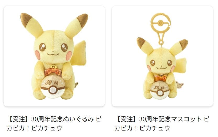 30周年記念 ピカチュウ マスコット&ぬいぐるみ セット　３０周年の箱付き