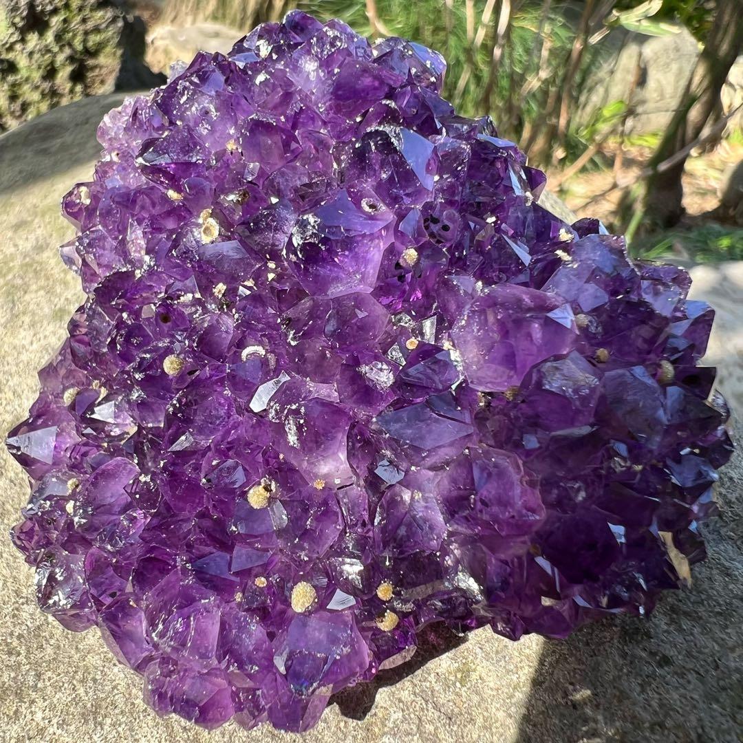 濃紫　ウルグアイ　アメジストフラワー　カルサイト共生　紫水晶　アメジスト
