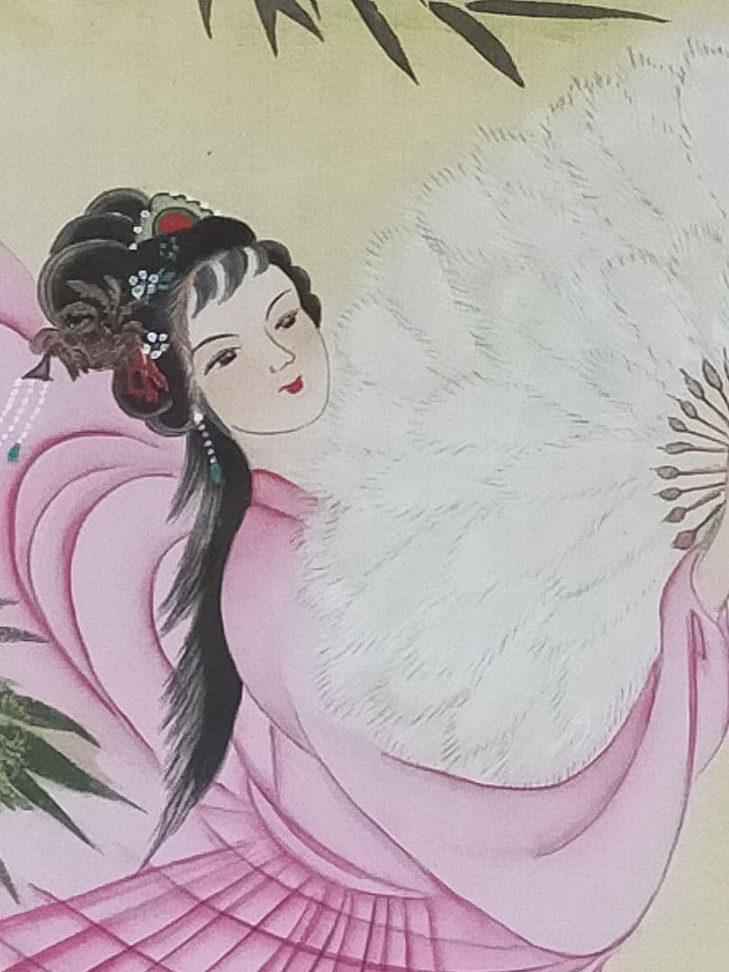♥中国　掛軸　牡丹仙子　牡丹　美人　掛け軸　骨董品