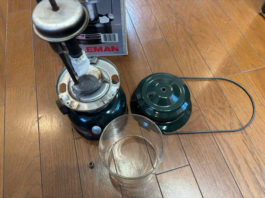 コールマン ガソリンランタン ワンマントルケース・箱付・点灯確認・純正ファンネル