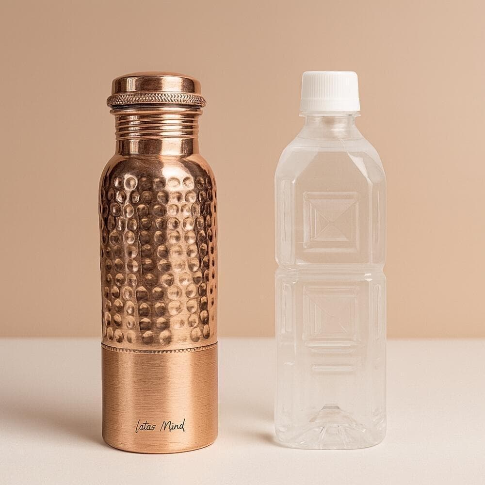[3][新品] 銅製 純道 手打ち水筒 ウォーターボトル 600ml インド製