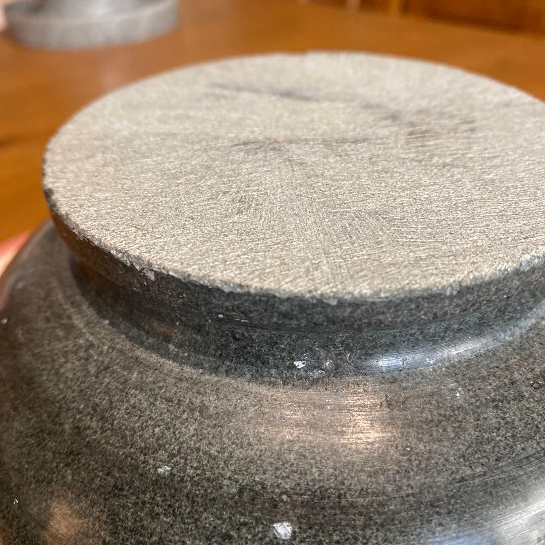 未使用 お花模様 石すり鉢