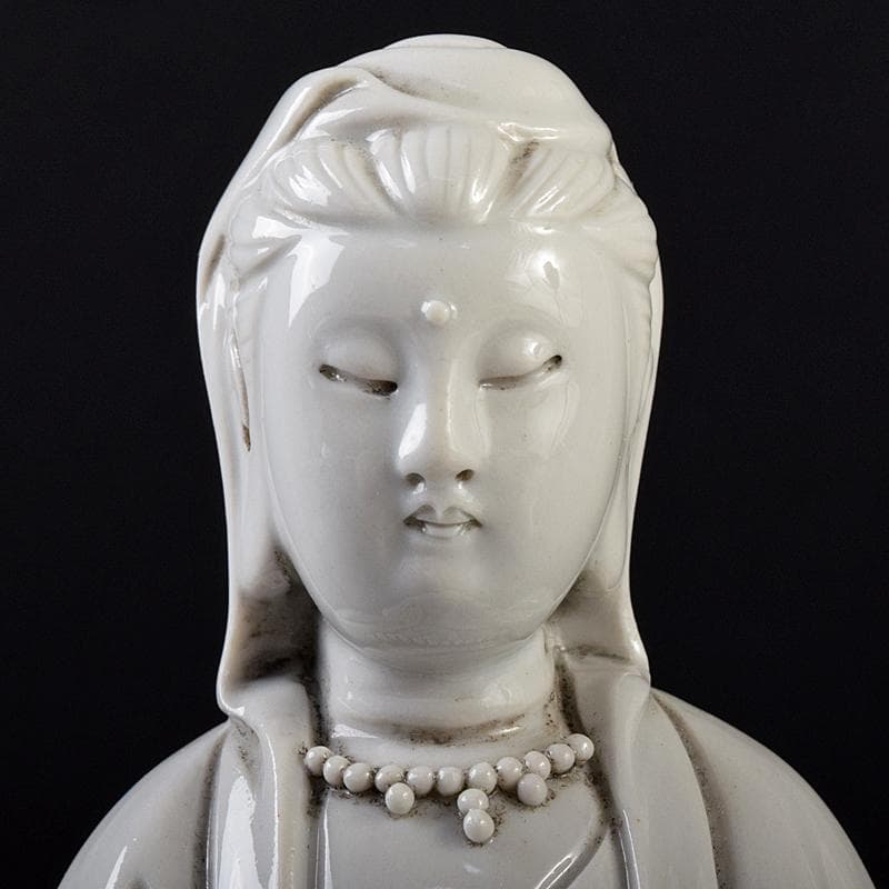 中国　徳化窯白磁　観音像　仏像　置物　V　R8485