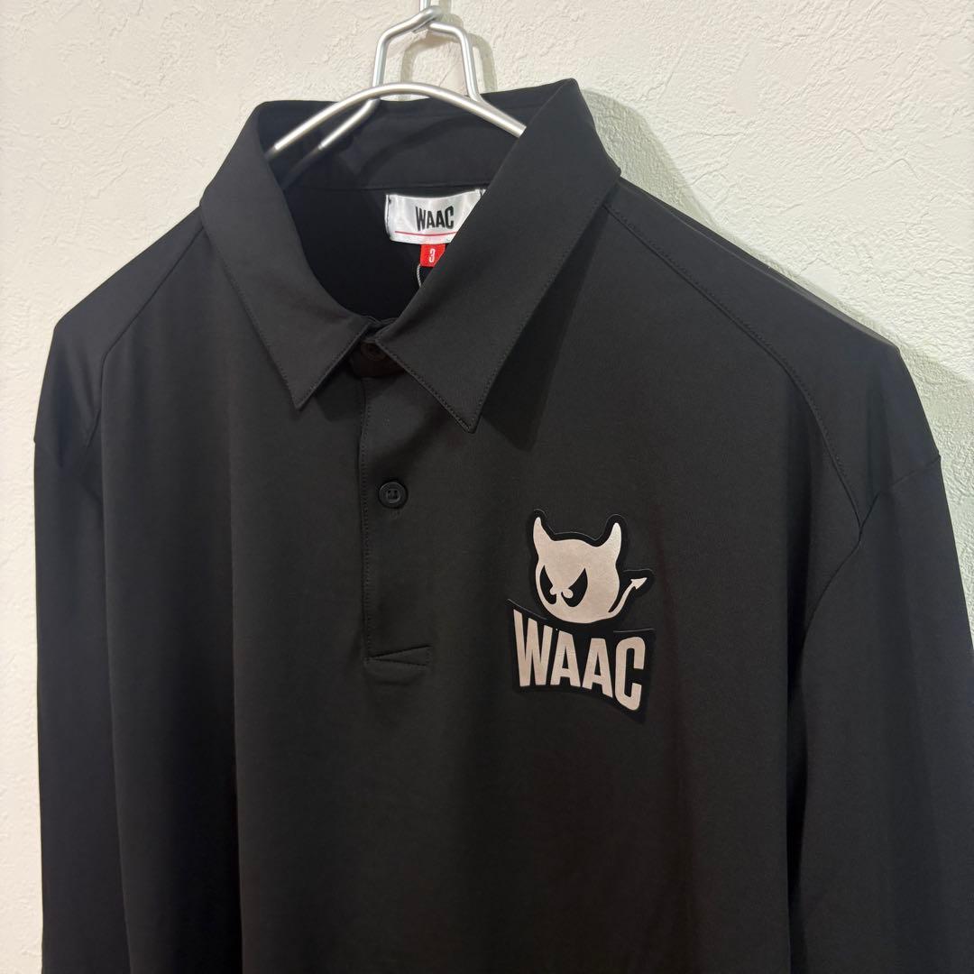 【WACC】新品ワック　長袖ゴルフポロシャツ　メンズＬ　黒　定価18,700円