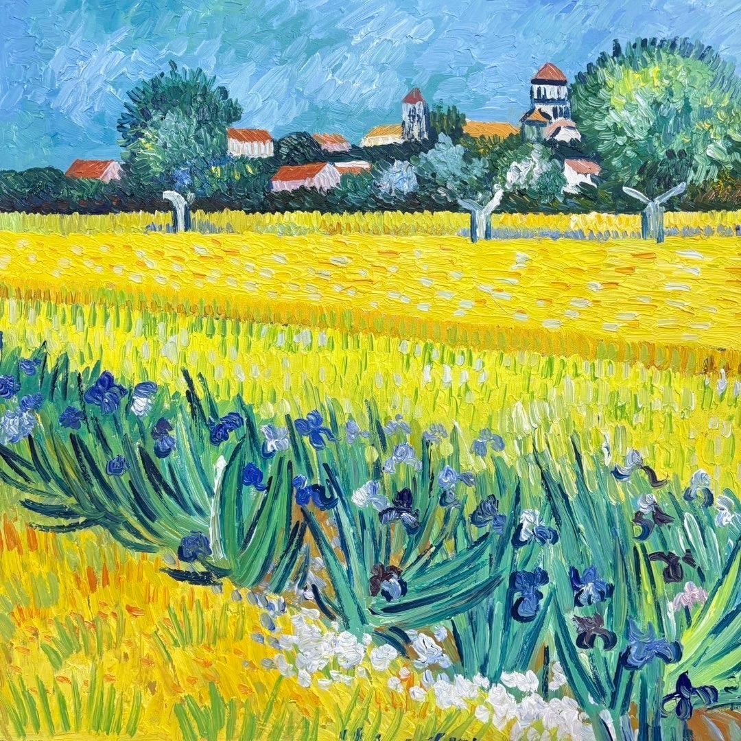 手描き 水彩油画 風景画 約70×100cm 未表装