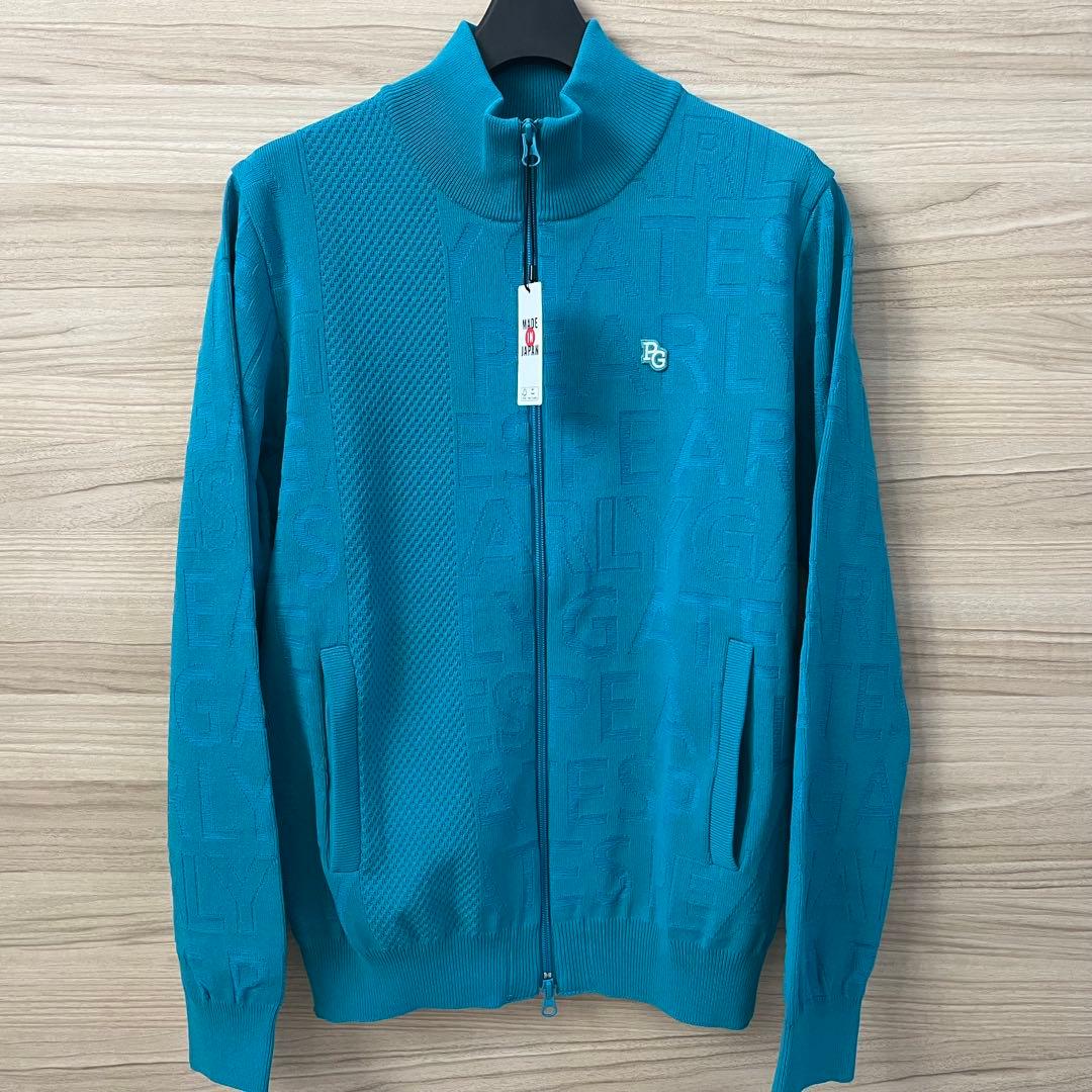 新品★41,800円 パーリーゲイツ 春夏サマーニットジップアップブルゾン青緑４