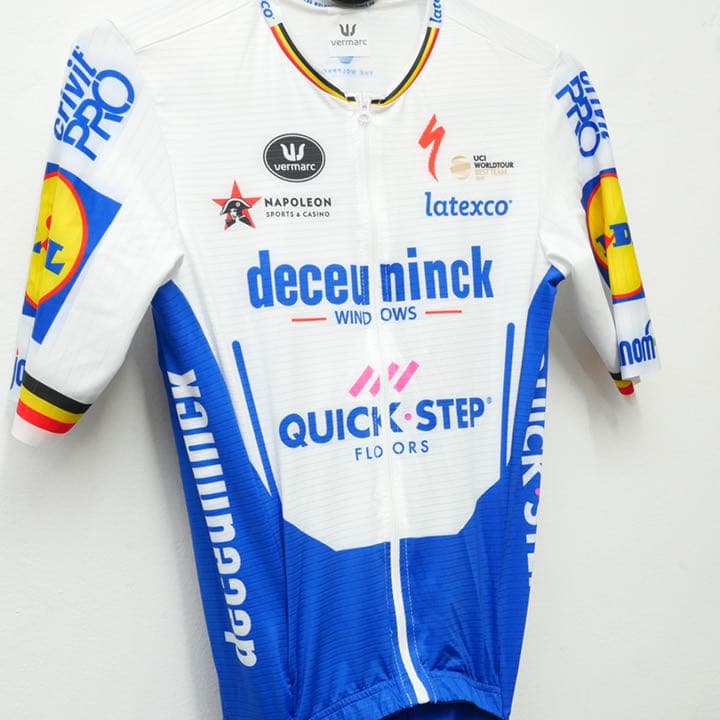 選手支給品 ドゥクーニンククイックステップ ベルギーチャンプバンド ロードスーツ